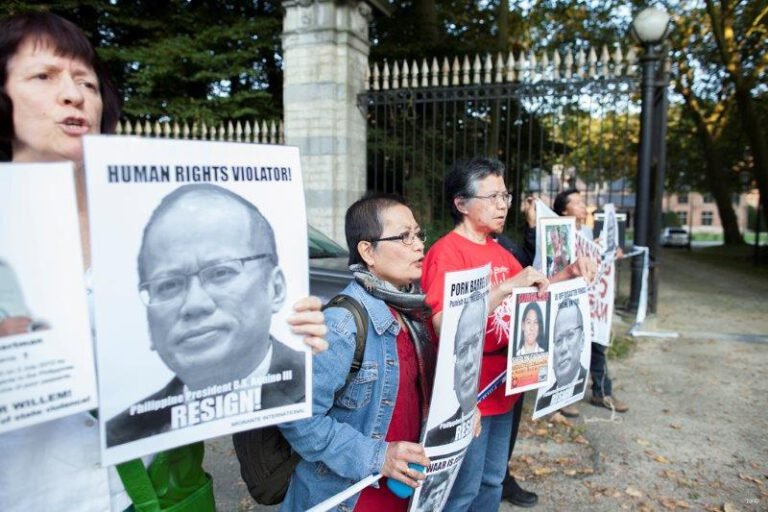Protesters hound BS Aquino in Belgium over his dirty record on human rights and corruption