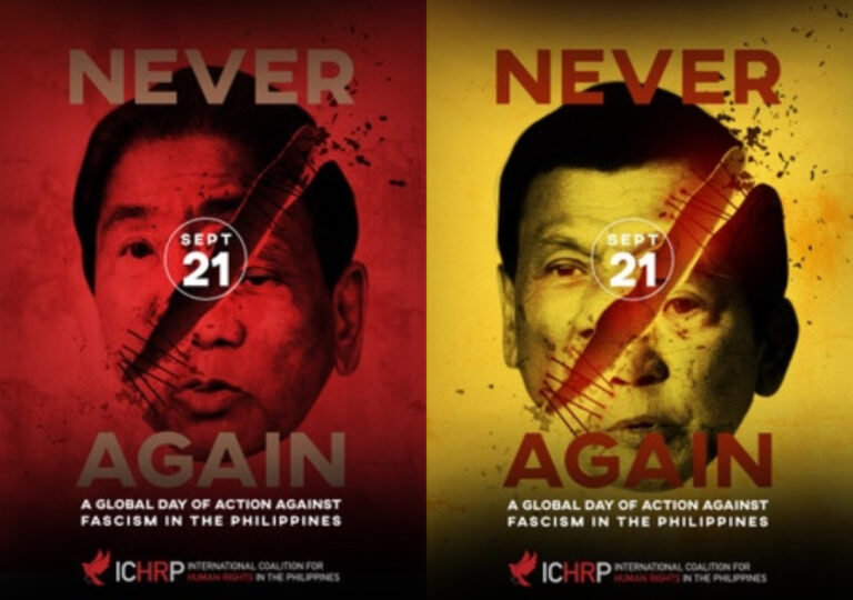 <b>SEPT 21, 2021 <br> NEVER AGAIN!: A GLOBAL DAY OF ACTION AGAINST TYRANNY and FASCISM IN THE PHILIPPINES</b>