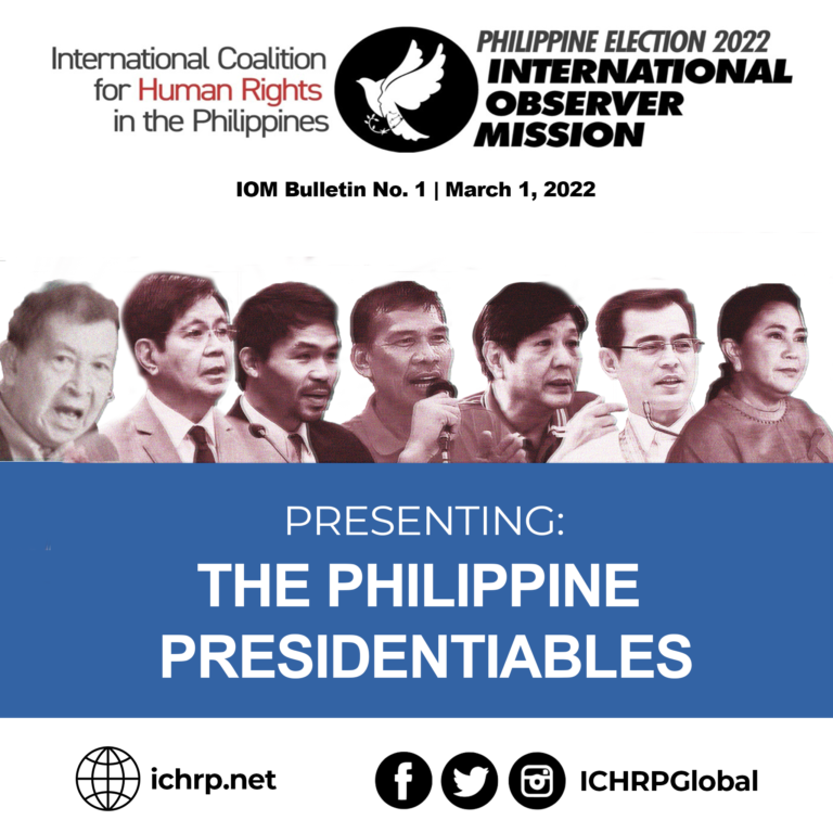 IOM Bulletin No. 1 – Presenting: The Philippine Presidentiables