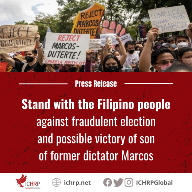Stand with the Filipino people against fraudulent election and possible victory of son of former dictator Marcos