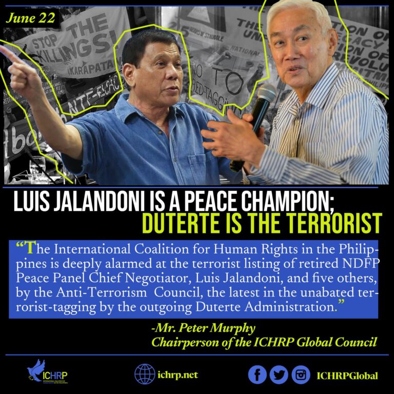 Luis Jalandoni Is a Peace Champion; Duterte Is the Terrorist