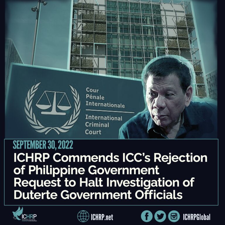 ICHRP Commends ICC’s Rejection of Philippine Government Request to Halt Investigation of Duterte Government Officials