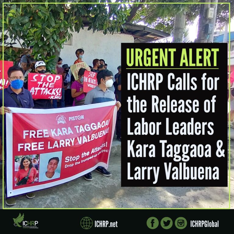 ICHRP Calls for the Release of Labor Leaders Kara Taggaoa and Larry Valbuena