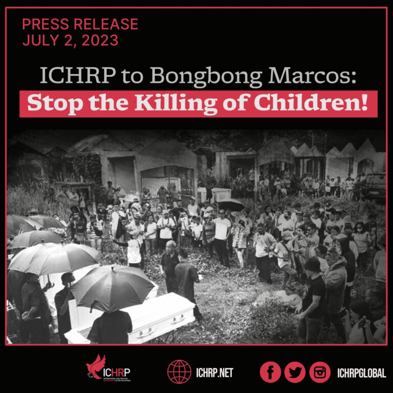 ICHRP to Bongbong Marcos: Stop the Killing of Children!