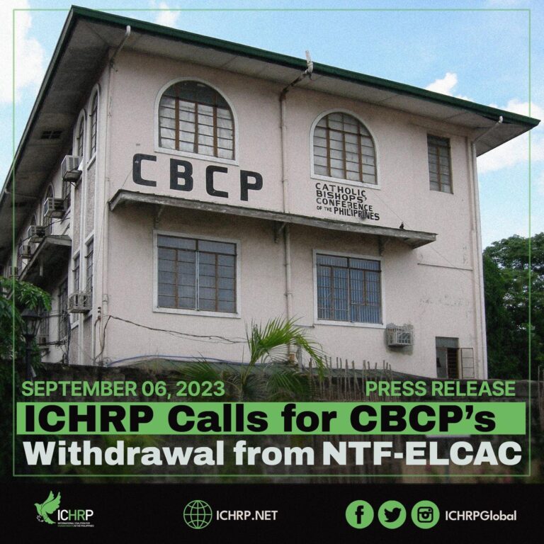 ICHRP Calls for CBCP’s Withdrawal from NTF-ELCAC
