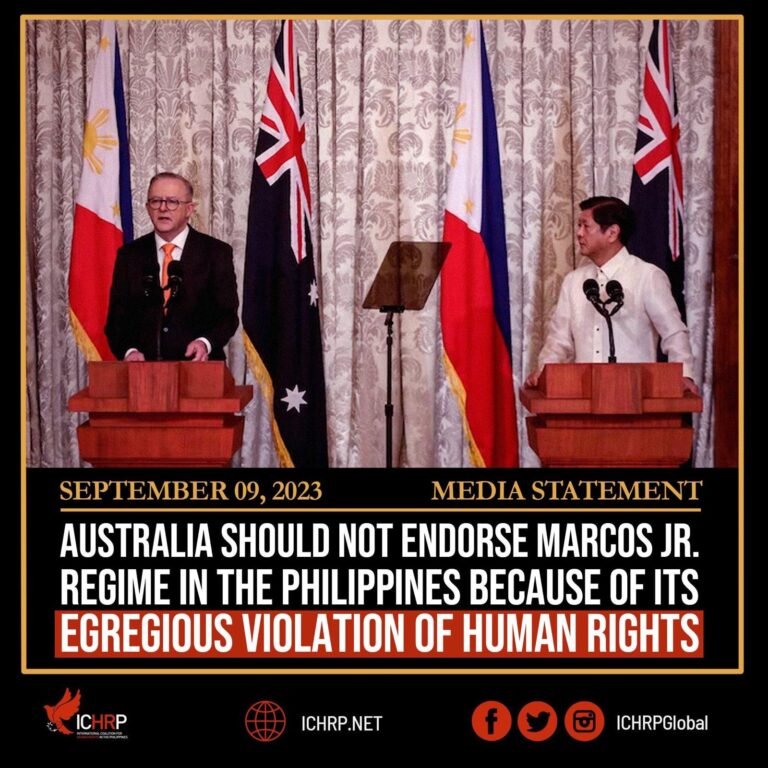 Australia should not endorse Marcos Jr. regime in the Philippines because of its egregious violation of human rights