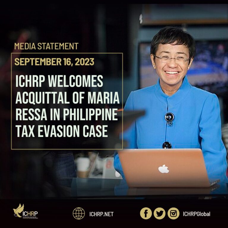 ICHRP Welcomes Acquittal of Maria Ressa in Philippine Tax Evasion Case