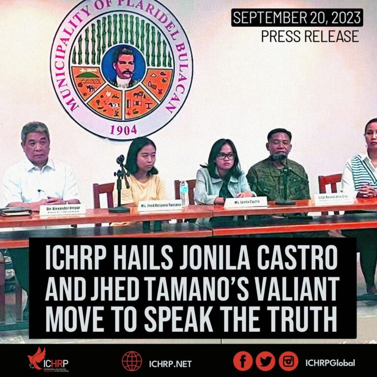 ICHRP hails Jonila Castro and Jhed Tamano’s valiant move to speak the Truth