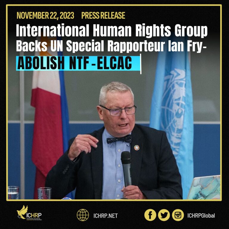 International Human Rights group backs UN Special Rapporteur Ian Fry – Abolish NTF-ELCAC