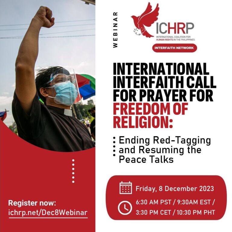 Register Now for International Interfaith Call for Prayer for Freedom of Religion: Ending Red-tagging and Resuming the Peace Talk