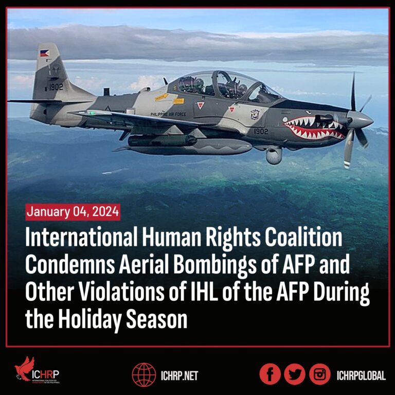 International Human Rights Coalition Condemns Aerial Bombings by AFP, and Other Violations of IHL by AFP, During the Holiday Season