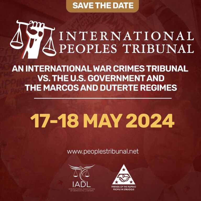 Save the Date! International People’s Tribunal Against the US-Marcos and Duterte Regimes
