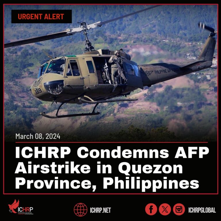 ICHRP Condemns AFP Airstrike in Quezon Province, Philippines