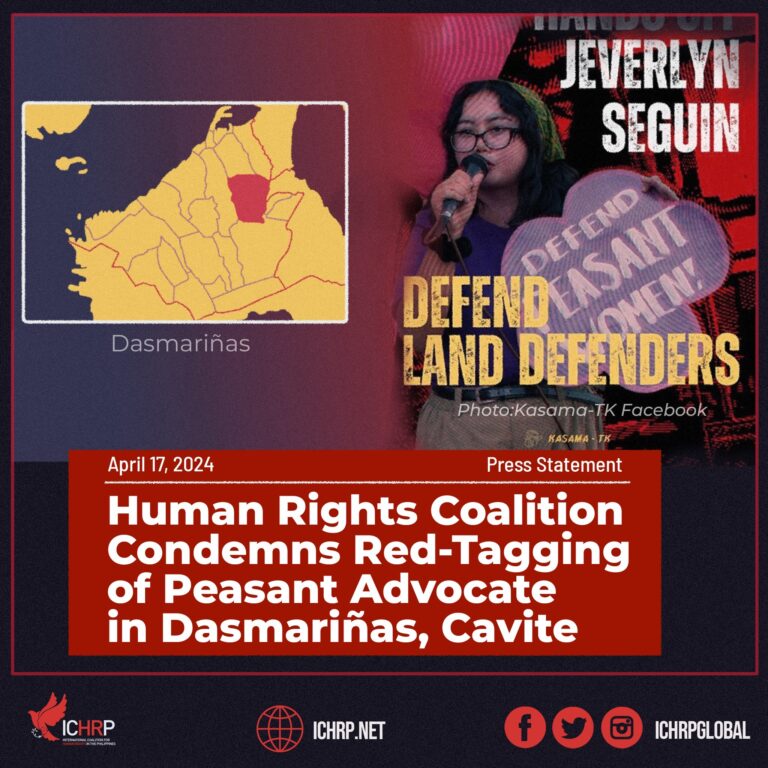 Human Rights Coalition Condemns Red-Tagging of Peasant Advocate in Dasmariñas, Cavite