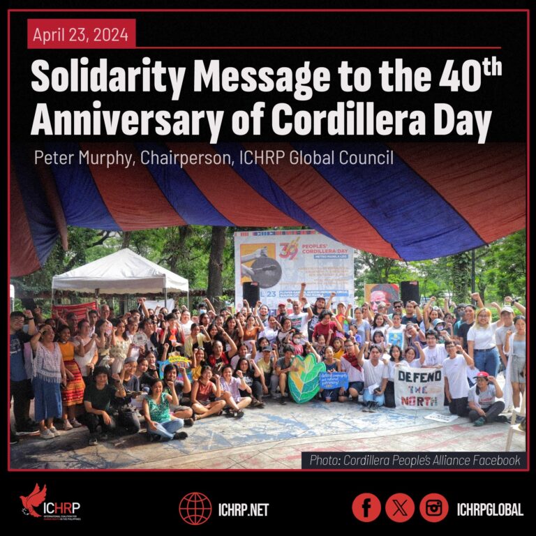Solidarity Message to the 40th Anniversary of Cordillera Day