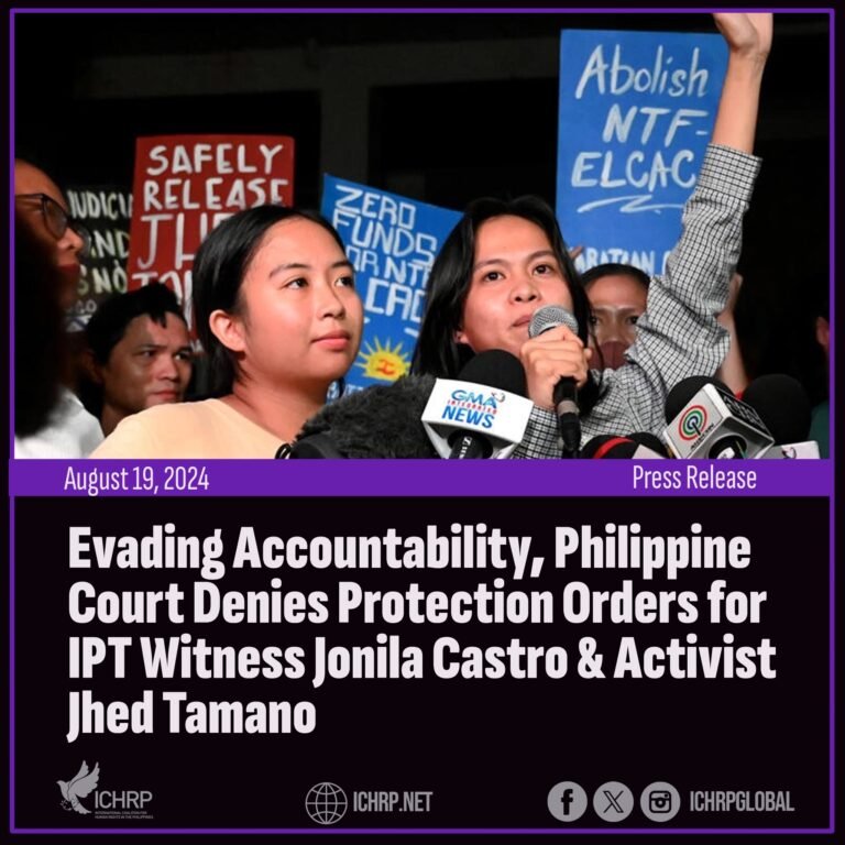 Evading accountability, Philippine court denies protection orders for IPT witness Jonila Castro and activist Jhed Tamano