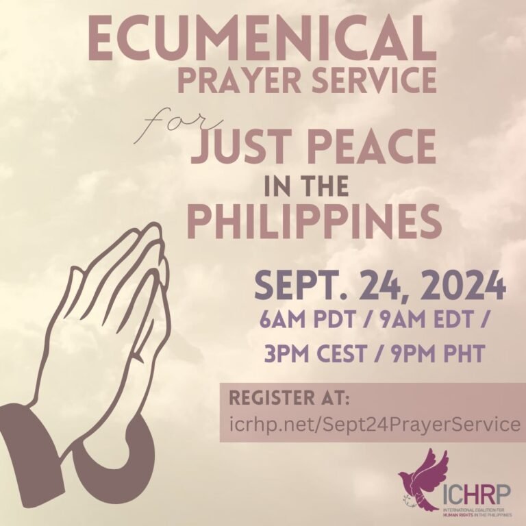 Register now for an ecumenical prayer service for just peace in the Philippines Register now for an ecumenical prayer service for just peace in the Philippines