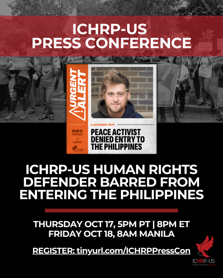 American human rights activist barred from entering the Philippines, set to hold press conference on October 17th