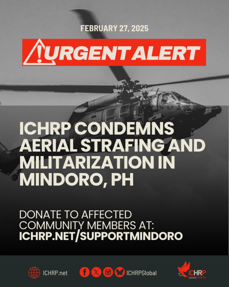 ICHRP Condemns Aerial Strafing and Militarization in Mindoro; Supports the Call to Help Affected Civilians