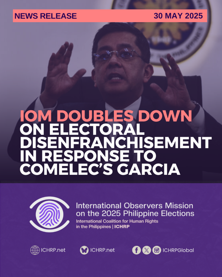 IOM doubles down on electoral disenfranchisement in response to Comelec’s Garcia