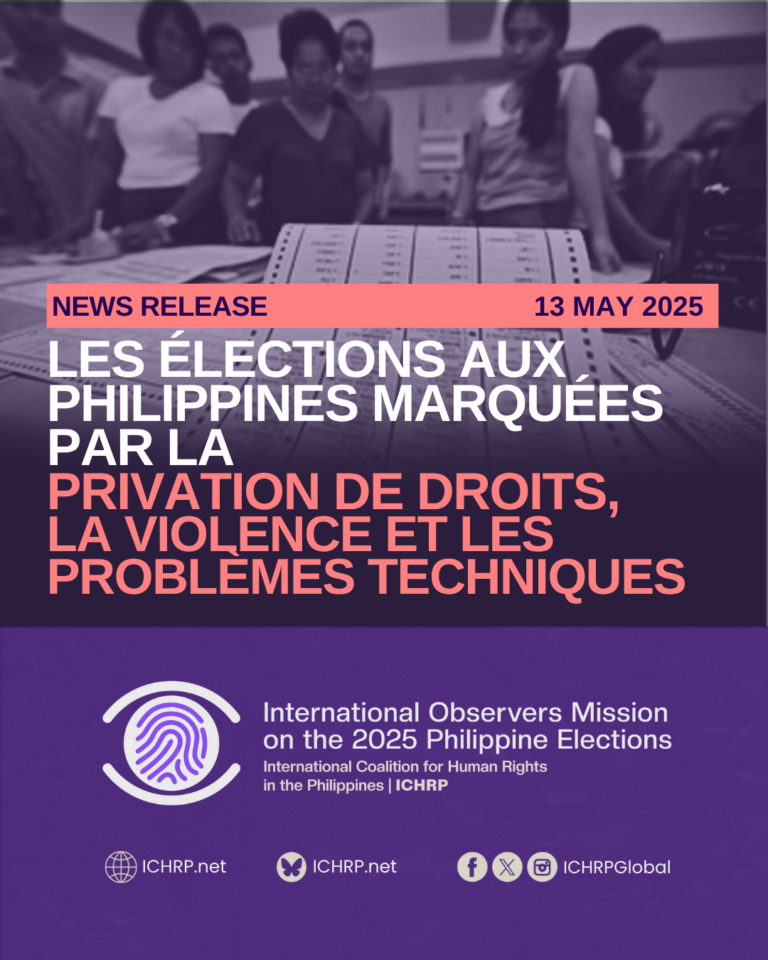 LES ÉLECTIONS aux PHILIPPINES MARQUÉES PAR LA PRIVATION DE DROITS, LA VIOLENCE ET LES PROBLÈMES TECHNIQUES