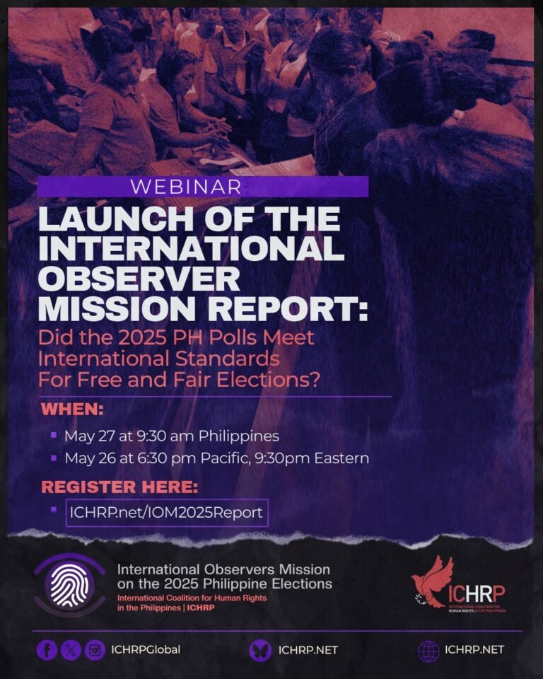 Register now for the Launch of the International Observer Mission Report
