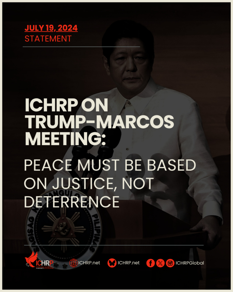 ICHRP on Trump-Marcos meeting: peace must be based on justice, not deterrence