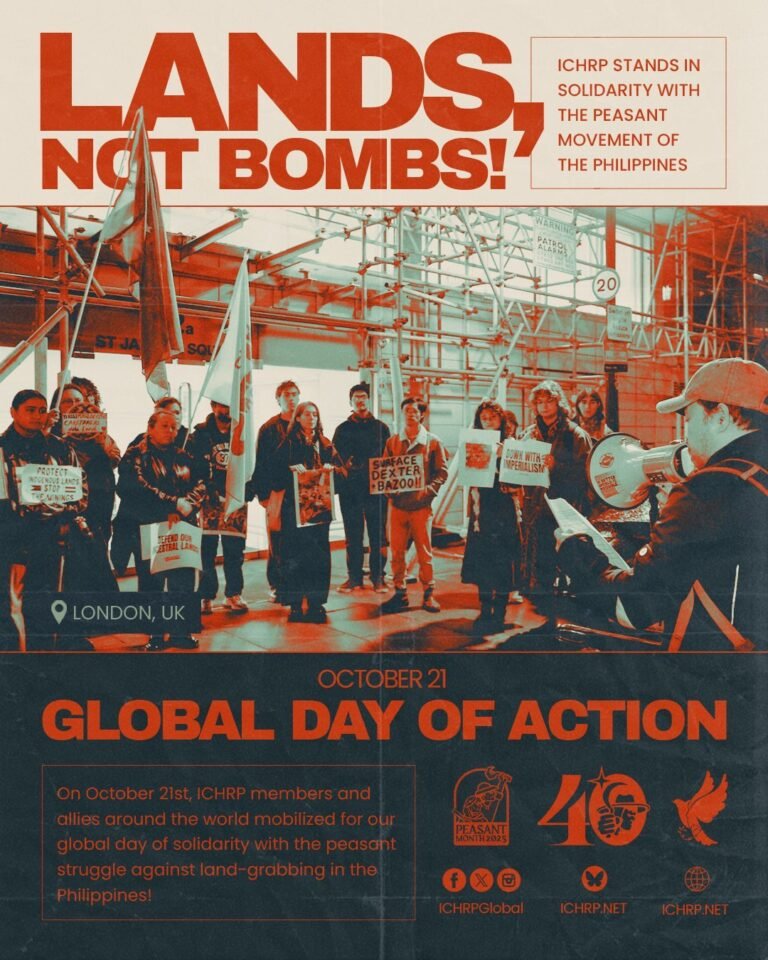 ICHRP members and allies mobilize for October 21st global day of solidarity with Filipino peasants!
