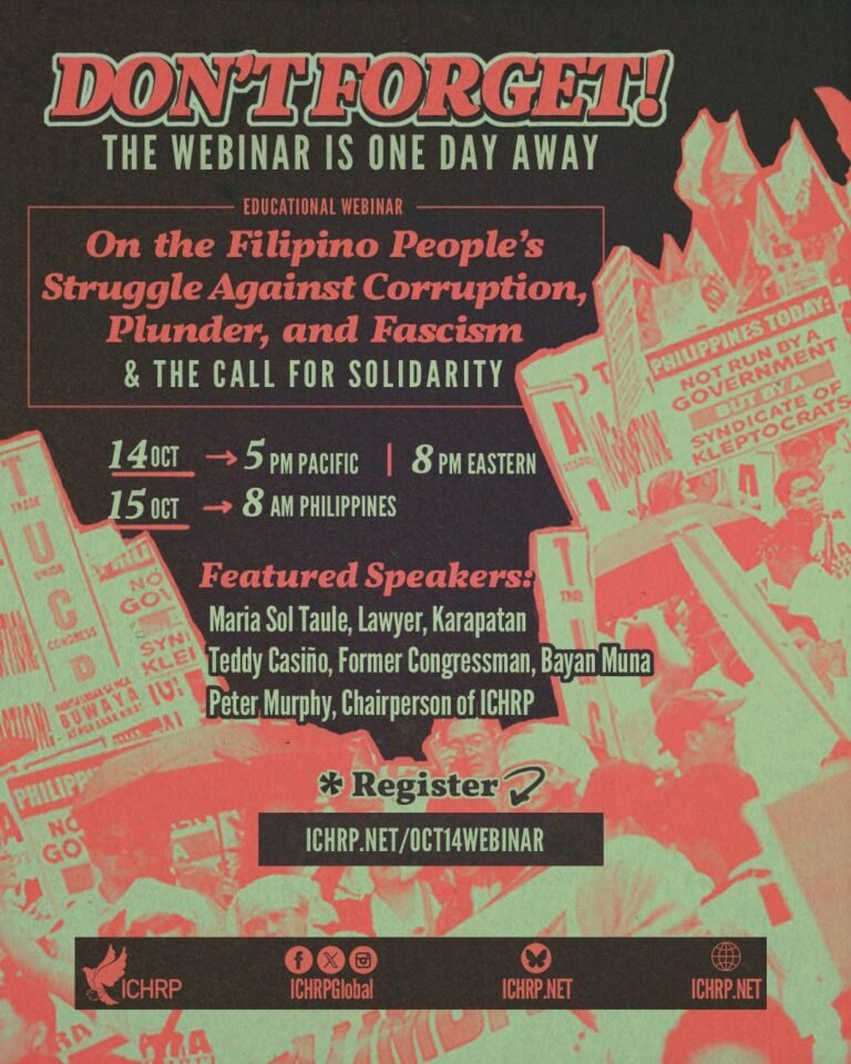 Only one day away! Register for webinar on Filipino people’s struggle against corruption