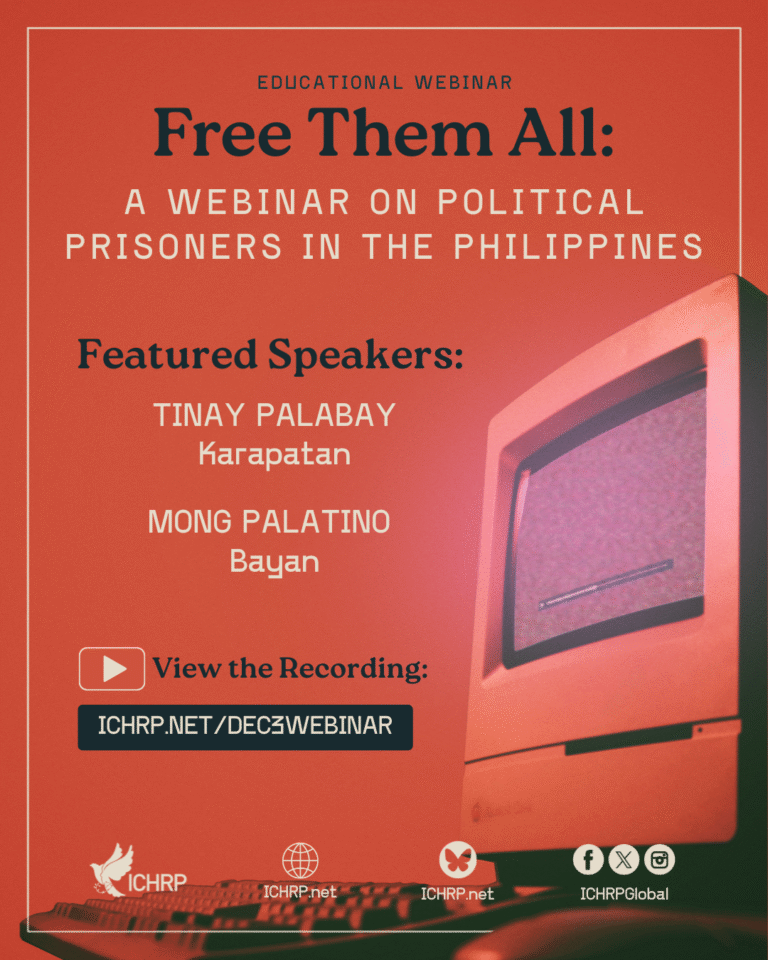 Recording now available for Free Them All: A Webinar on Political Prisoners in the Philippines