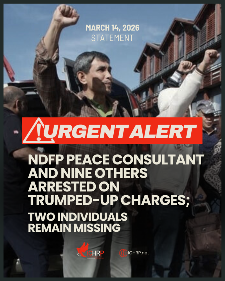 NDFP peace consultant and nine others arrested on trumped-up charges; two individuals remain missing