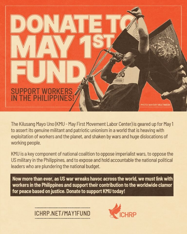 Call for donations: May 1st Fund: Support Workers in the Philippines!