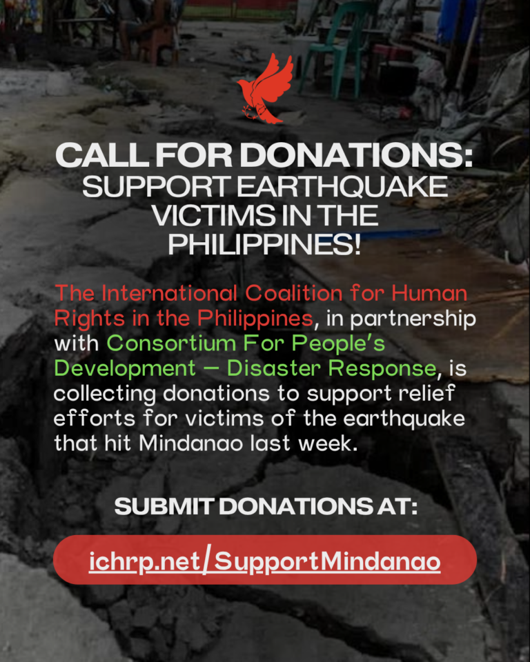 Call for Donations to Support Earthquake Victims in the Philippines!