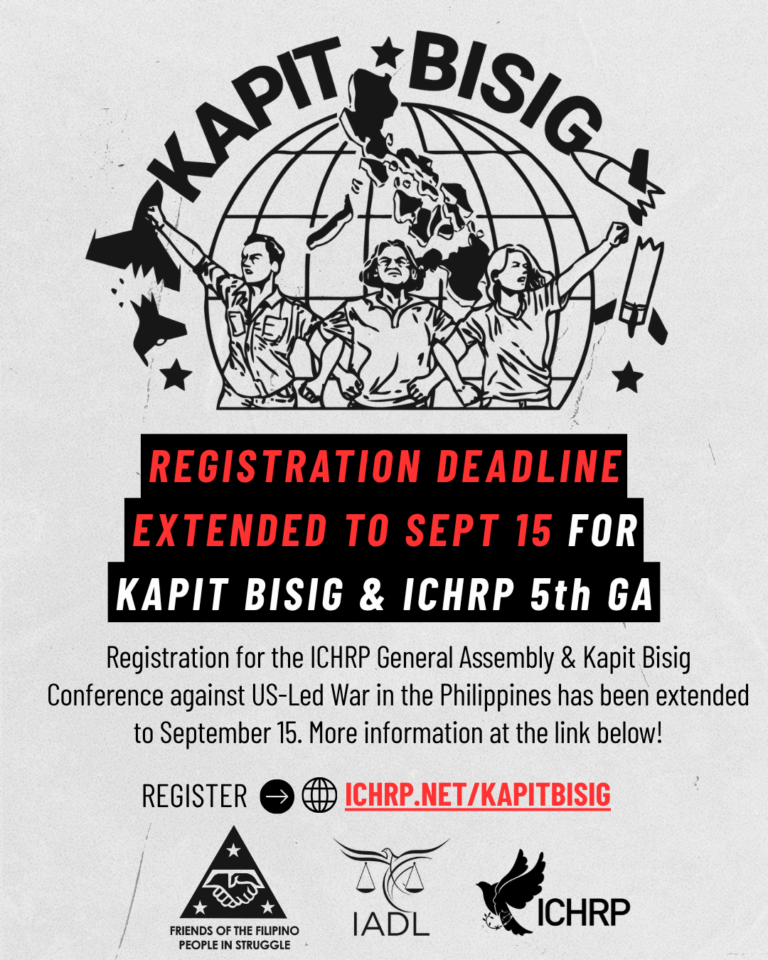 Registration deadline extended to September 15th for Kapit Bisig and ICHRP 5th General Assembly!