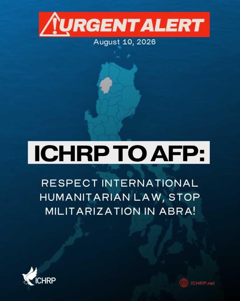 [URGENT ALERT] ICHRP to AFP: Respect IHL, Stop Militarization in Abra!