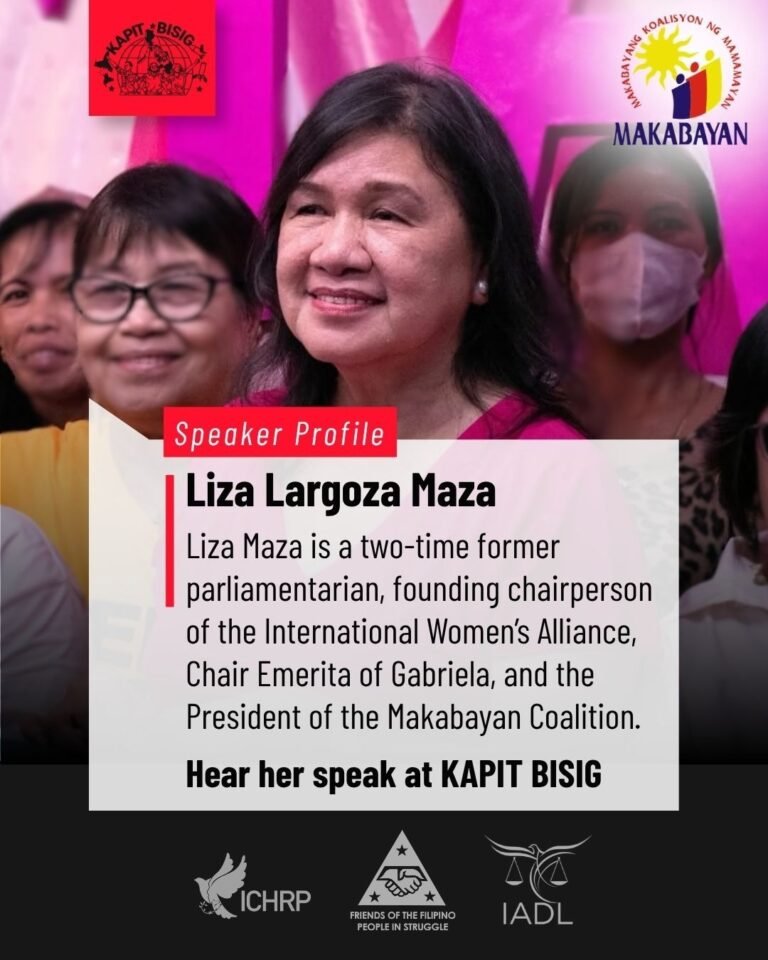 Hear Liza Maza speak at the Kapit Bisig conference!