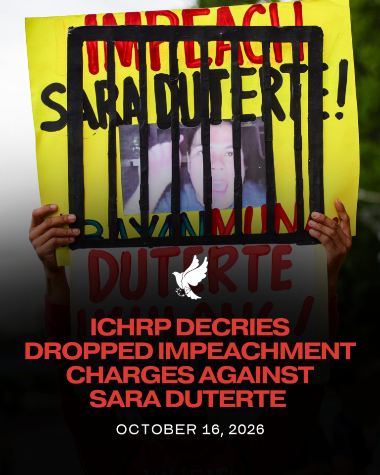 ICHRP Decries Dropped Impeachment Charges on Sara Duterte